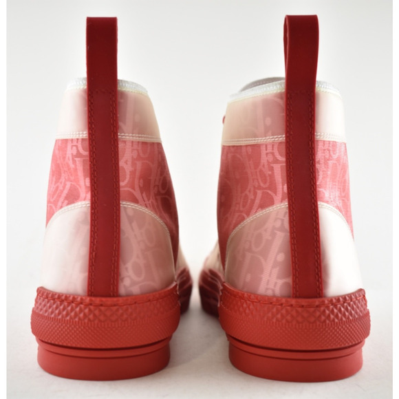 Dior Mens B23 Red Oblique Logo Transparent High Top Lace Up Flat Sneaker 44 11 - Picture 10 of 11